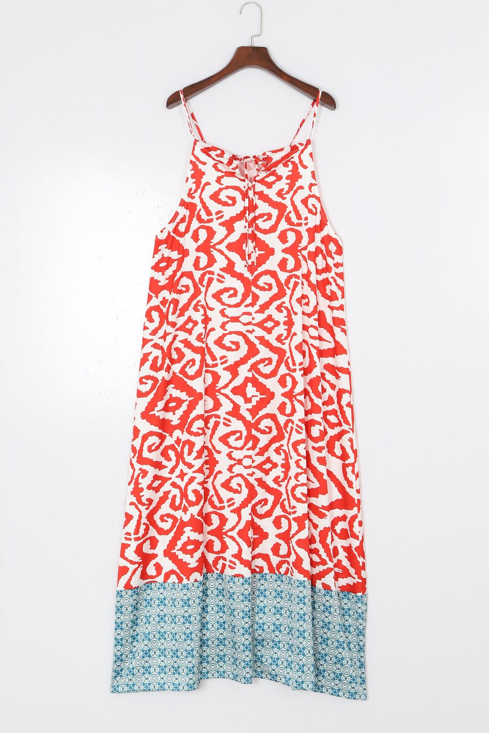 Printed Spaghetti Strap Straight Neck Dress - Guy Christopher