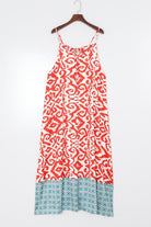 Printed Spaghetti Strap Straight Neck Dress - Guy Christopher