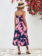 Printed Spaghetti Strap Tiered Midi Dress - Guy Christopher