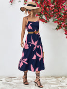 Printed Spaghetti Strap Tiered Midi Dress - Guy Christopher