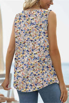 Printed Square Neck Curved Hem Tank - Guy Christopher