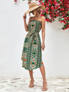 Printed Strapless Tie Belt Dress - Guy Christopher