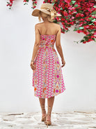 Printed Strapless Tie Belt Dress - Guy Christopher