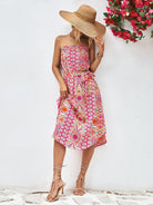 Printed Strapless Tie Belt Dress - Guy Christopher