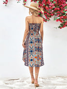 Printed Strapless Tie Belt Dress - Guy Christopher