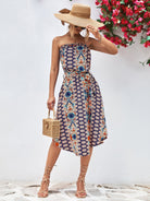 Printed Strapless Tie Belt Dress - Guy Christopher