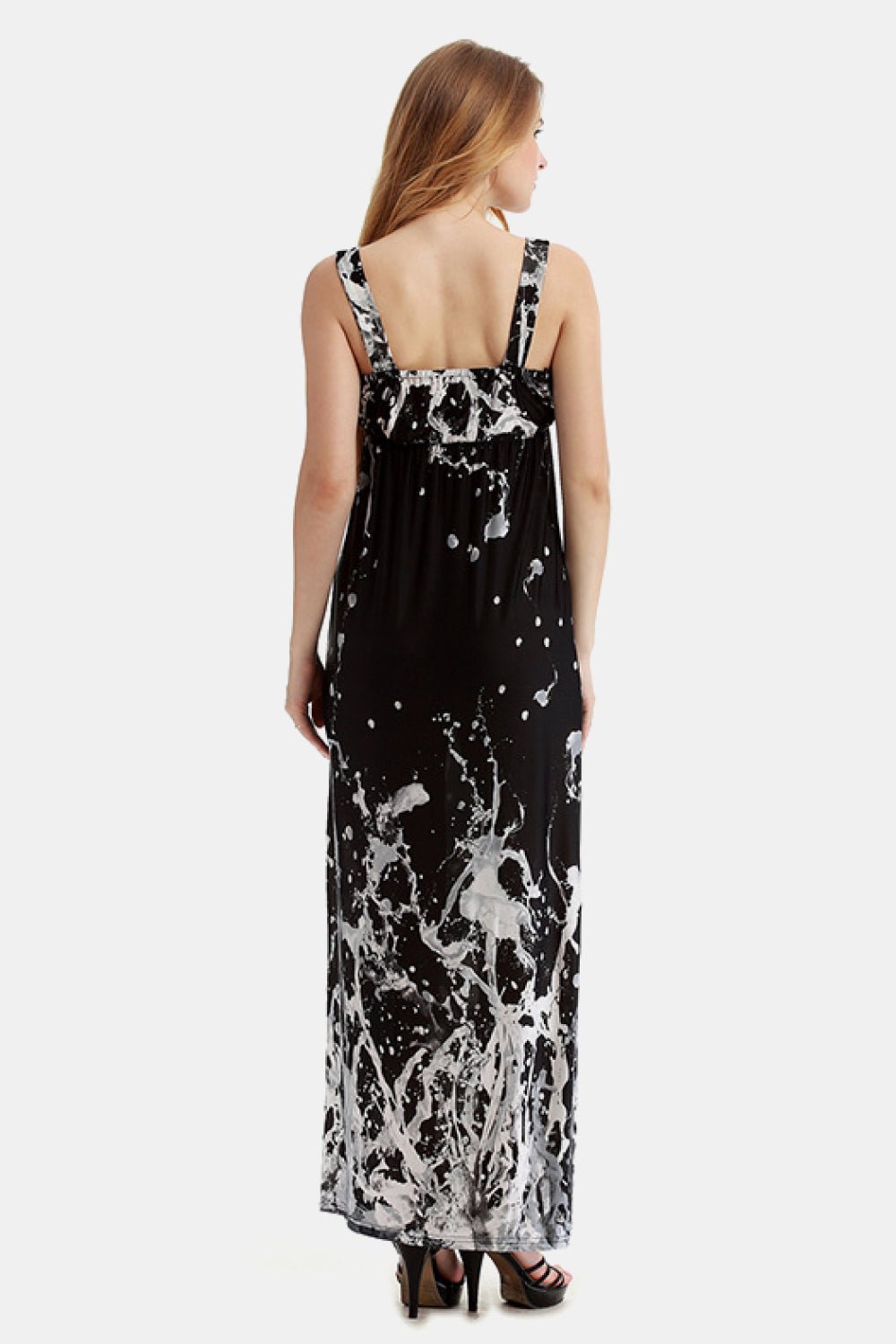 Printed Surplice Neck Sleeveless Maxi Dress - Guy Christopher