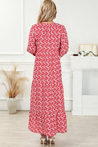 Printed Tie Neck Maxi Dress - Guy Christopher