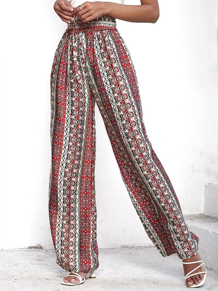 Printed Tie Waist Wide Leg Pants - Guy Christopher