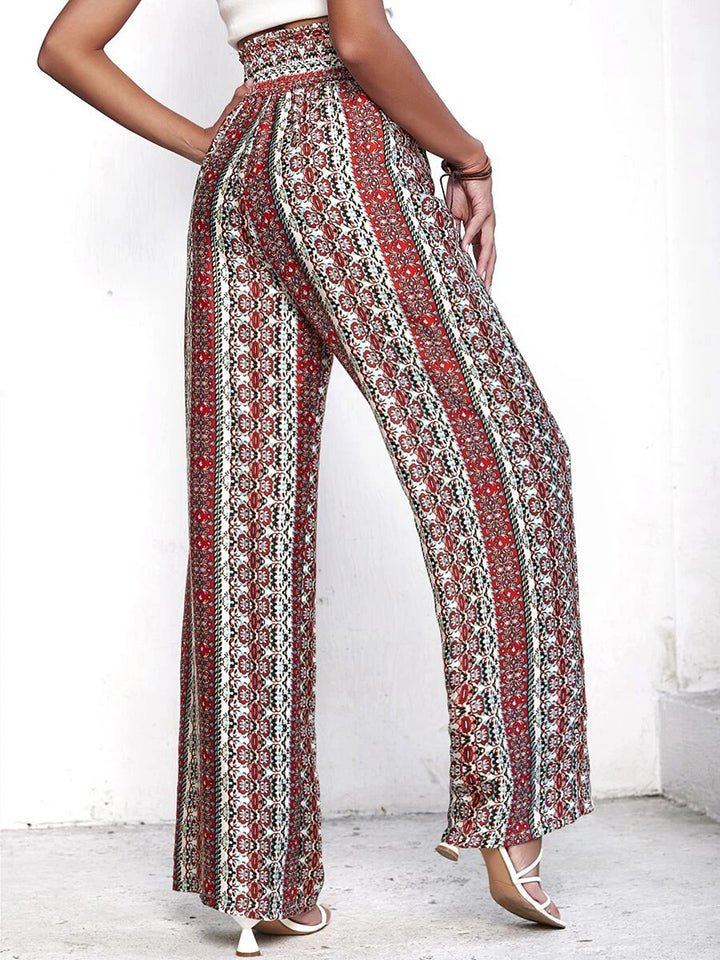 Printed Tie Waist Wide Leg Pants - Guy Christopher