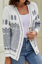 Printed V-Neck Buttoned Cardigan - Guy Christopher