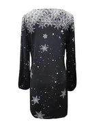 Printed V-Neck Long Sleeve Dress - Guy Christopher