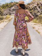 Printed V-Neck Long Sleeve Dress - Guy Christopher