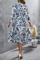 Printed V-Neck Ruffle Hem Flounce Sleeve Dress - Guy Christopher