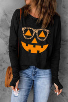 Pumpkin Face Graphic Long Sleeve T-Shirt - Guy Christopher