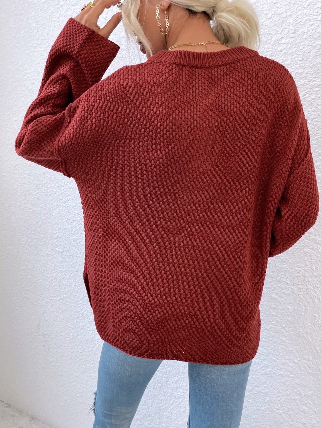 Quarter-Button Slit Sweater - Guy Christopher