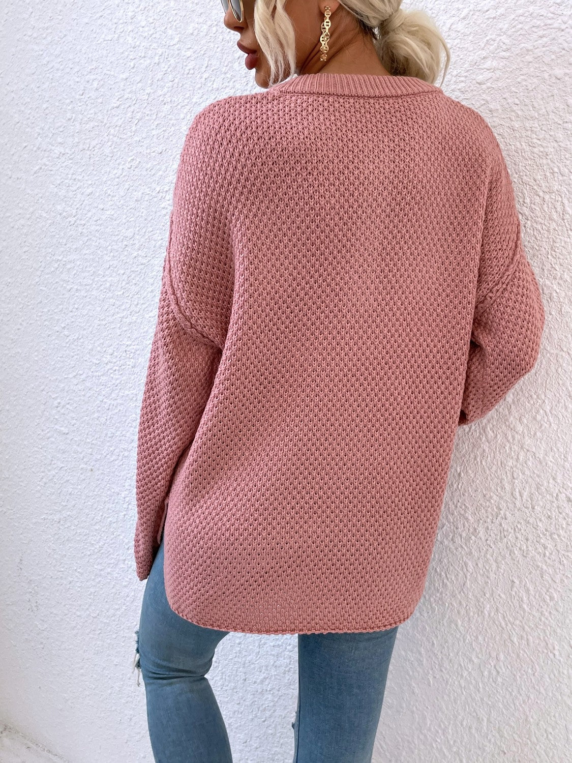 Quarter-Button Slit Sweater - Guy Christopher