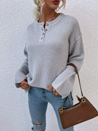 Quarter-Button Slit Sweater - Guy Christopher