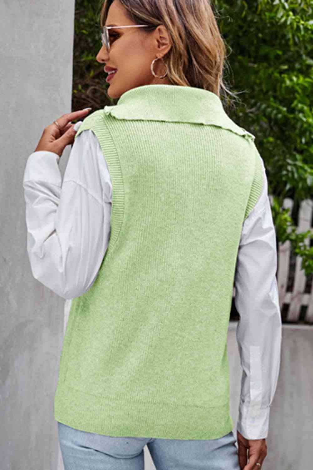 Quarter-Zip Ribbed Sweater Vest - Guy Christopher