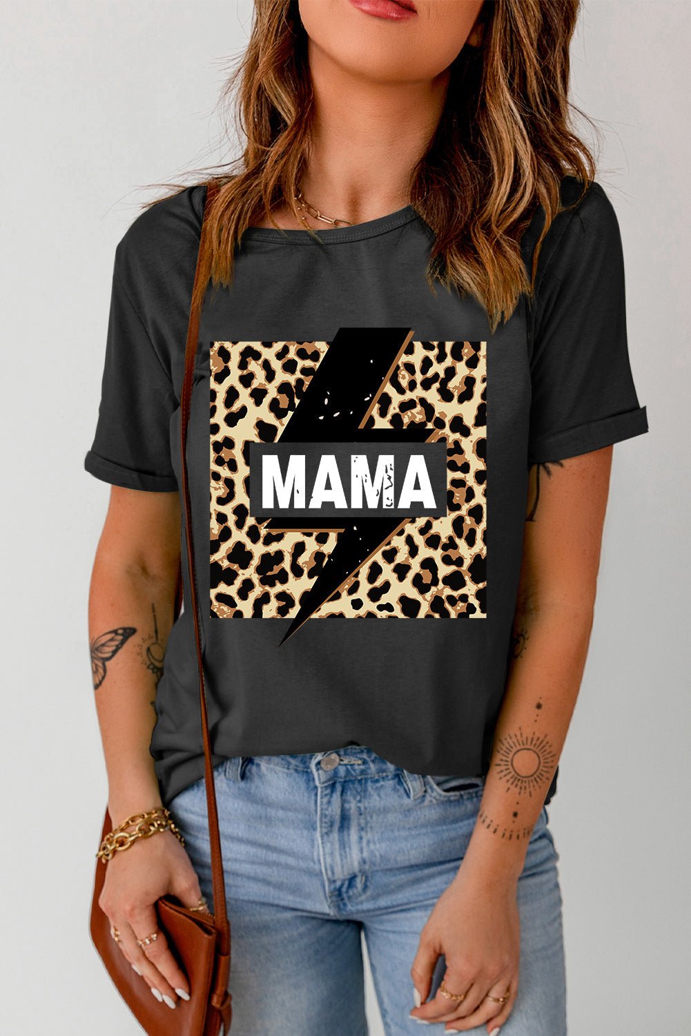 "Queen of the Jungle: Mama Leopard Lightning Graphic Tee - Revel in Untamed Beauty and Embrace your Inner Feline Strength" - Guy Christopher 