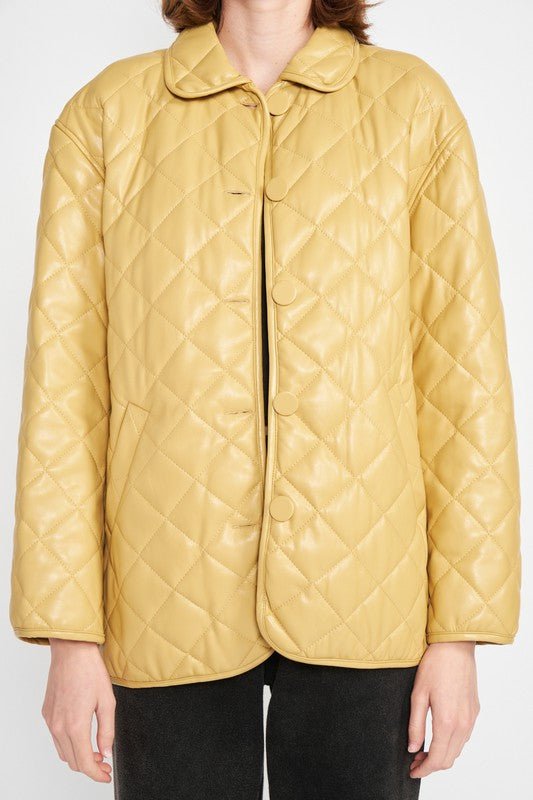 QUILTED PU BUTTON DOWN JACKET - Guy Christopher