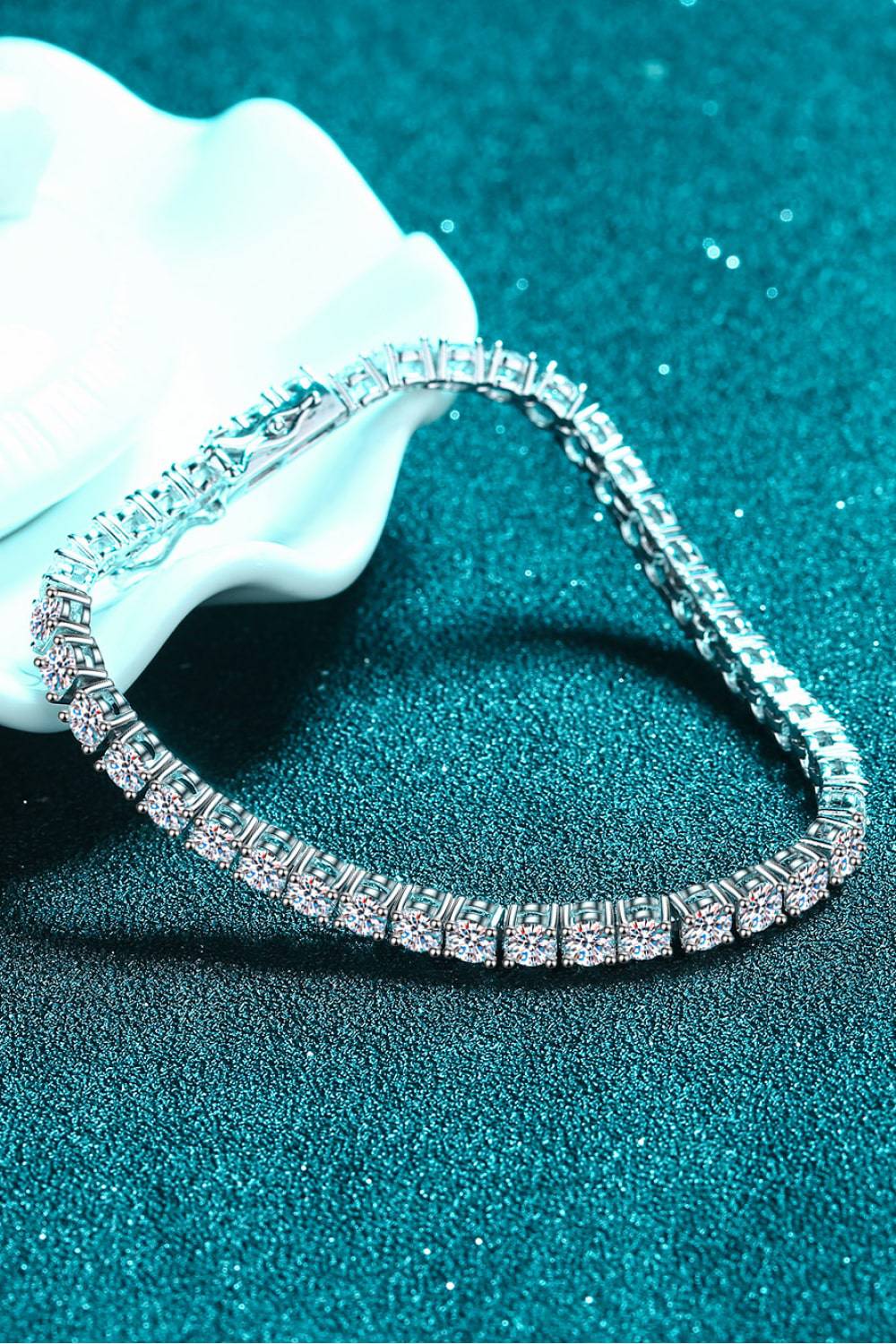 "Radiant Love Moissanite Bracelet - Embrace Eternal Devotion and Capture Your Heart's Desire with this Exquisite 4.9 Carat Beauty" - Guy Christopher