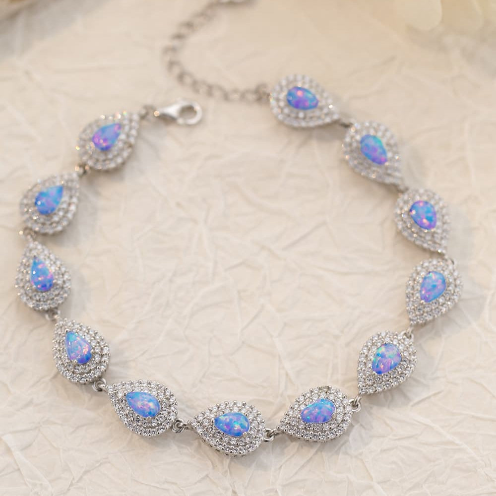 Radiant Love - Unveil Timeless Elegance with our Sterling Silver Opal Bracelet - Captivating Beauty that will make your heart skip a beat - Guy Christopher