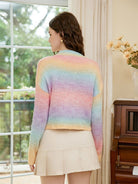 Rainbow Color Cable-Knit Dropped Shoulder Knit Top - Guy Christopher