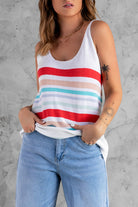Rainbow Stripe Scoop Neck Knitted Tank - Guy Christopher