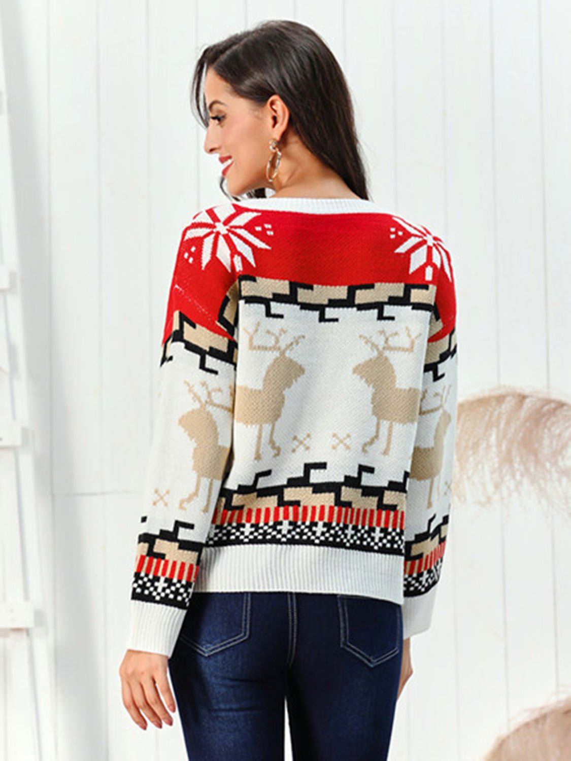 Reindeer Round Neck Sweater - Guy Christopher