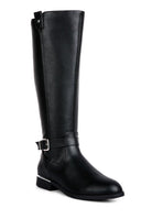 Renny Buckle Strap Embellished Calf Boots - Guy Christopher