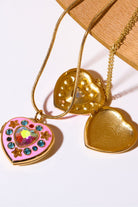 Rhinestone Decor Heart Box Pendant Necklace - Guy Christopher