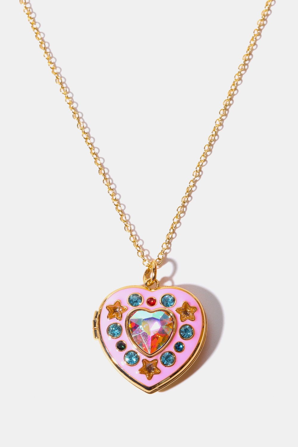 Rhinestone Decor Heart Box Pendant Necklace - Guy Christopher