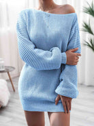 Rib-Knit Mini Sweater Dress - Guy Christopher