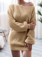 Rib-Knit Mini Sweater Dress - Guy Christopher