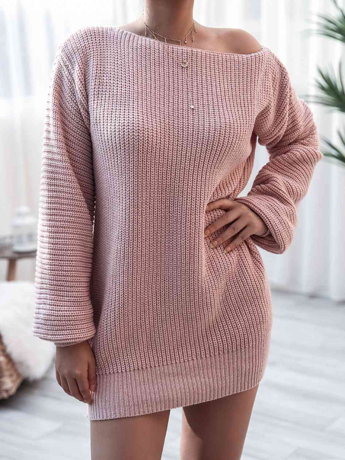 Rib-Knit Mini Sweater Dress - Guy Christopher