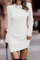 Rib-Knit Round Neck Sweater Dress - Guy Christopher