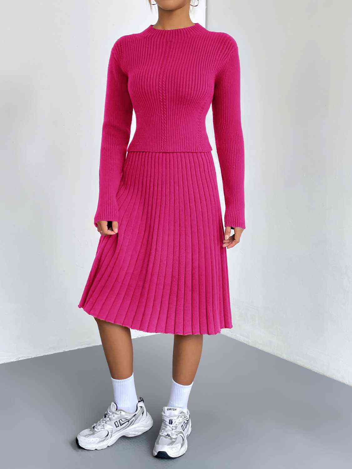 Rib-Knit Sweater and Skirt Set - Guy Christopher