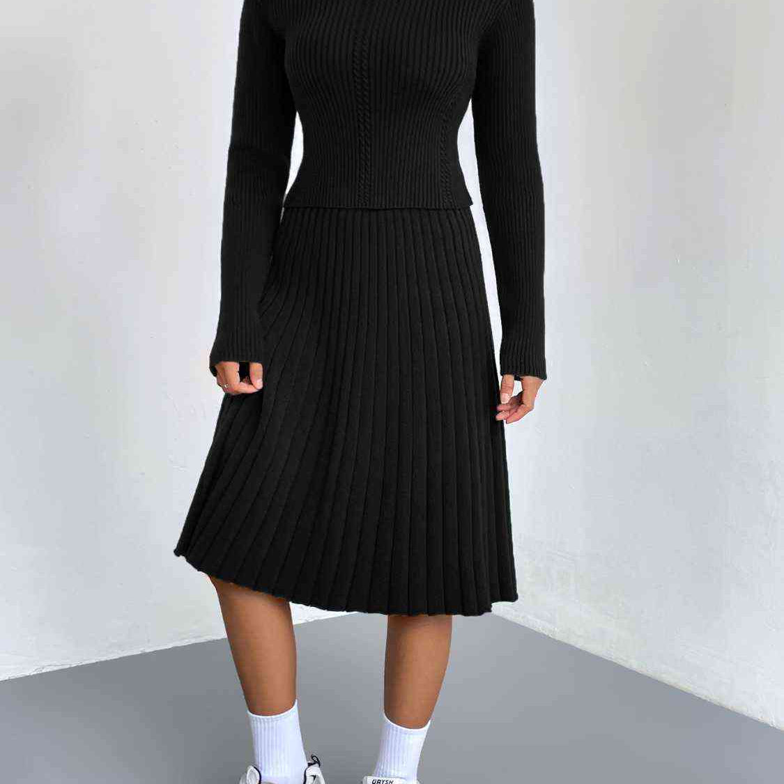 Rib-Knit Sweater and Skirt Set - Guy Christopher