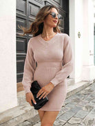 Rib-Knit V-Neck Sweater Dress - Guy Christopher