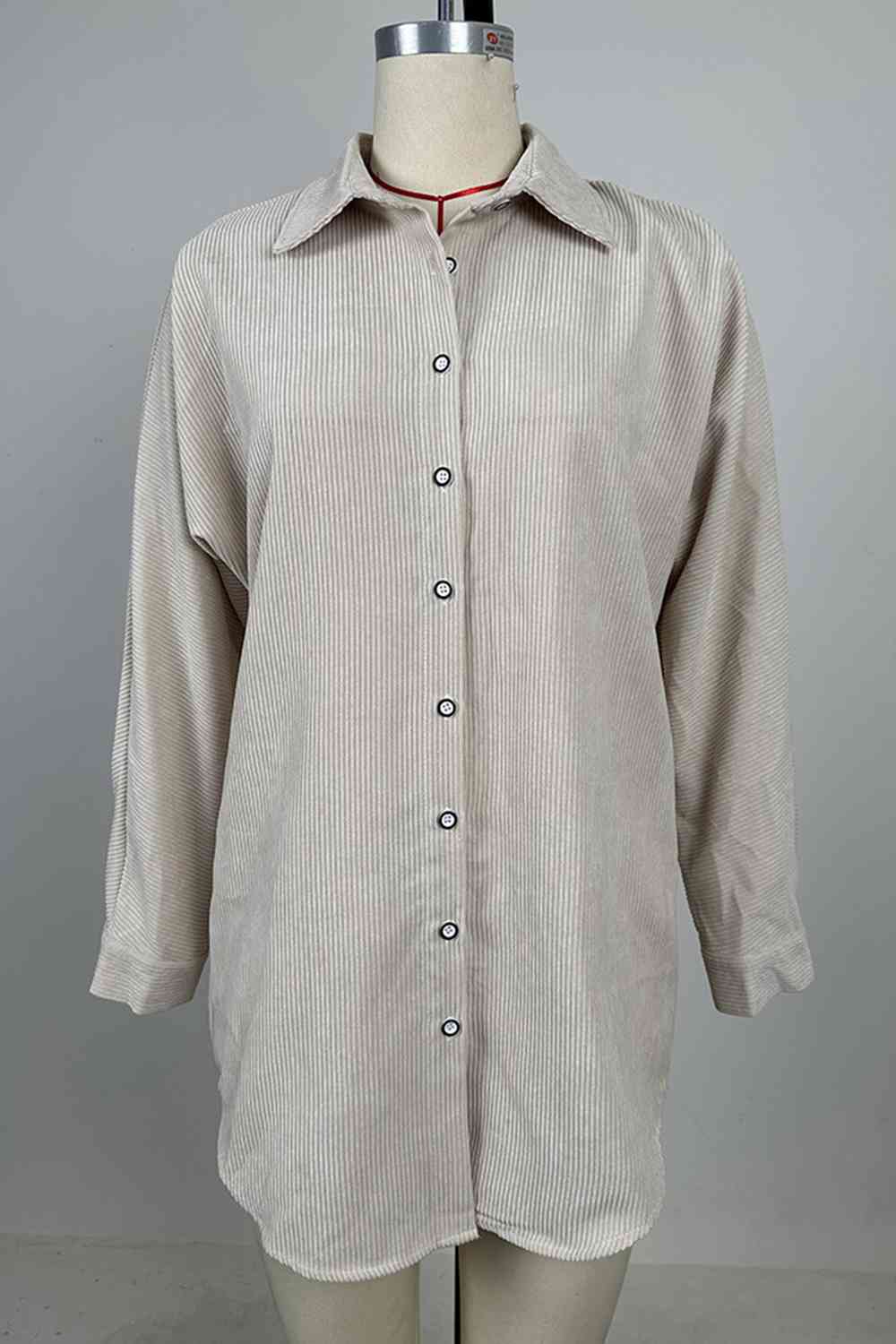 Ribbed Button Up Mini Shirt Dress - Guy Christopher