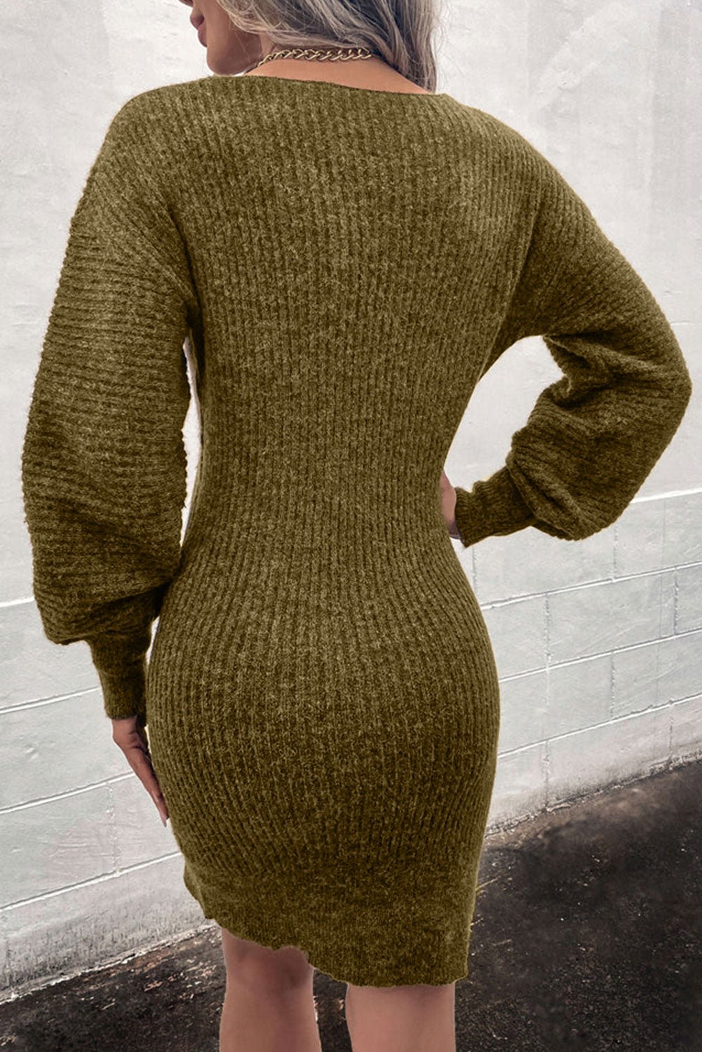 Ribbed Long Sleeve Sweater Dress - Guy Christopher