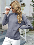 Ribbed Round Neck Dropped Shoulder Sweater - Guy Christopher