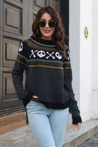 Ribbed Round Neck Long Sleeve Pullover Sweater - Guy Christopher