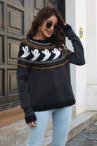 Ribbed Round Neck Long Sleeve Pullover Sweater - Guy Christopher