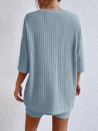 Ribbed Round Neck Top and Shorts Set - Guy Christopher