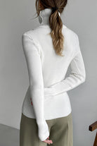 Ribbed Turtle Neck Long Sleeve Sweater - Guy Christopher