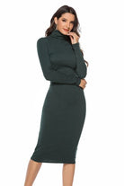 Ribbed Turtleneck Long Sleeve Dress - Guy Christopher