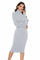 Ribbed Turtleneck Long Sleeve Dress - Guy Christopher