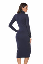 Ribbed Turtleneck Long Sleeve Dress - Guy Christopher